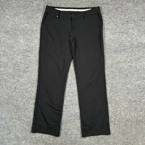 Under Armour Performance Womens Pants Size 14 Black Flat Front Mid Rise